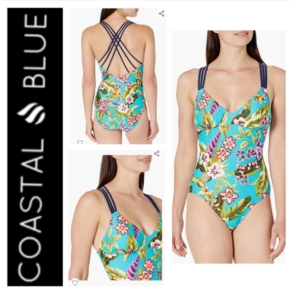 🐳Coastal Blue Women's One Piece Swimsuit. Size M - Picture 1 of 12